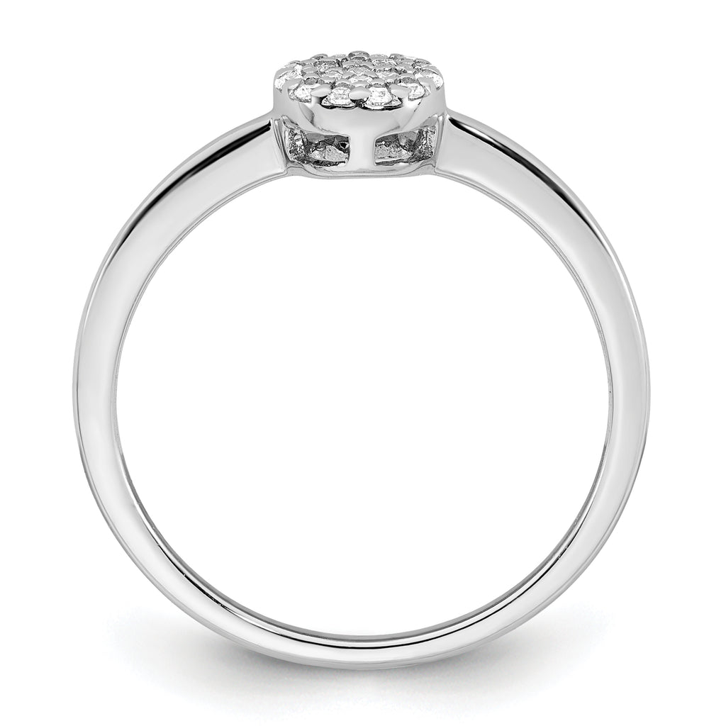 Sterling Silver Rhodium-plated Polished Pave CZ Circle Size 8 Ring