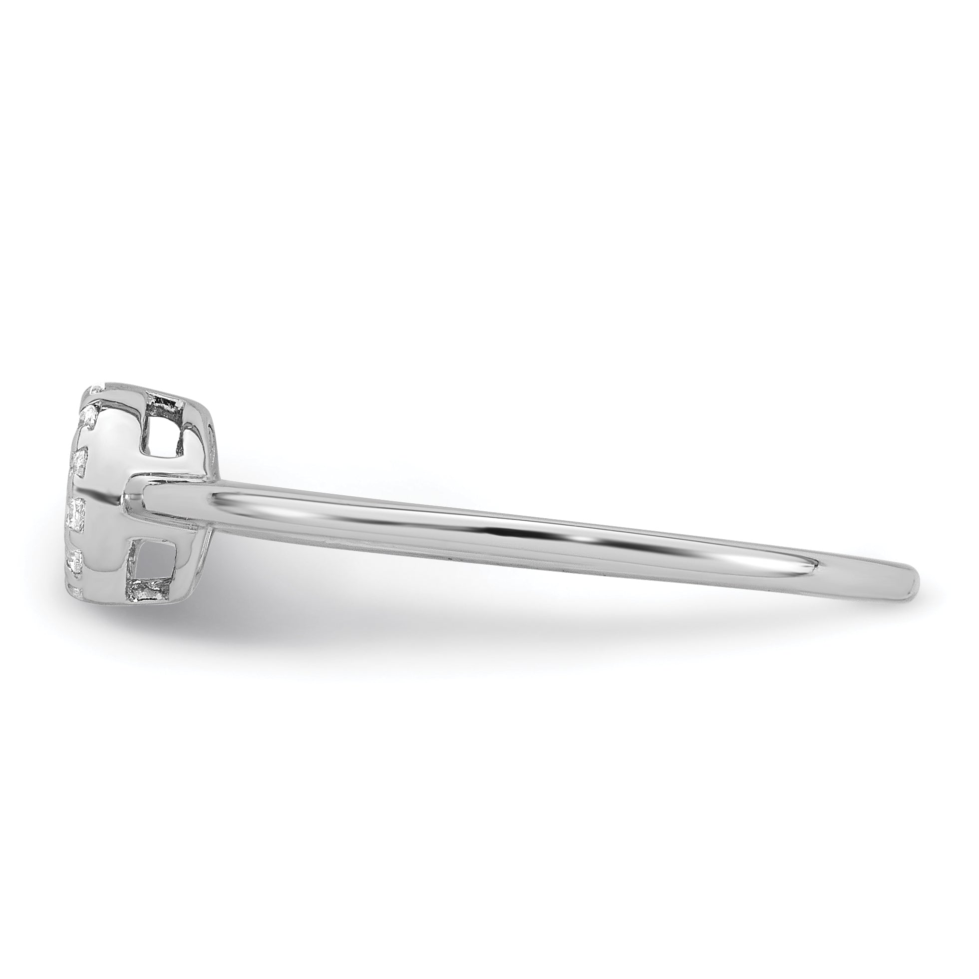 Sterling Silver Rhodium-plated Polished Pave CZ Circle Size 8 Ring