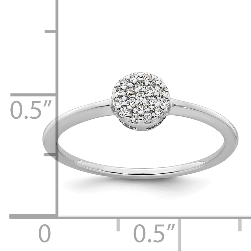 Sterling Silver Rhodium-plated Polished Pave CZ Circle Size 8 Ring