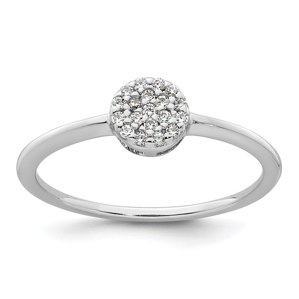 Sterling Silver Rhodium-plated Polished Pave CZ Circle Size 8 Ring