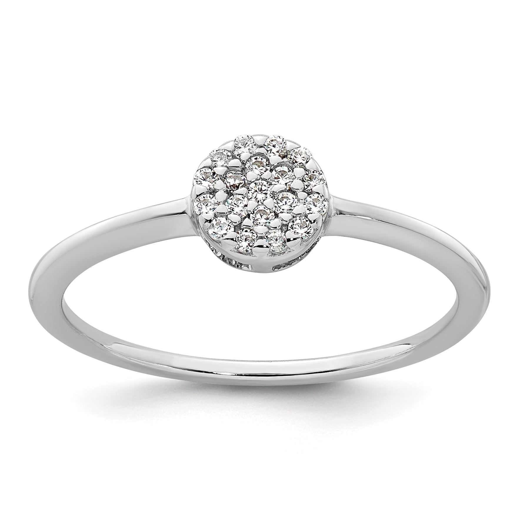 Sterling Silver Rhodium-plated Polished Pave CZ Circle Size 8 Ring