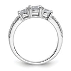 Sterling Silver Rhodium-plated Polished CZ Three Stone Split Shank Size 8 Ring