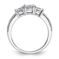 Sterling Silver Rhodium-plated Polished CZ Three Stone Split Shank Size 8 Ring