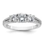 Sterling Silver Rhodium-plated Polished CZ Three Stone Split Shank Size 8 Ring