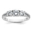 Sterling Silver Rhodium-plated Polished CZ Three Stone Split Shank Size 8 Ring