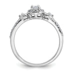 Sterling Silver Rhodium-plated Polished Round CZ Halo Double Side Heart Split Shank Size 8 Ring