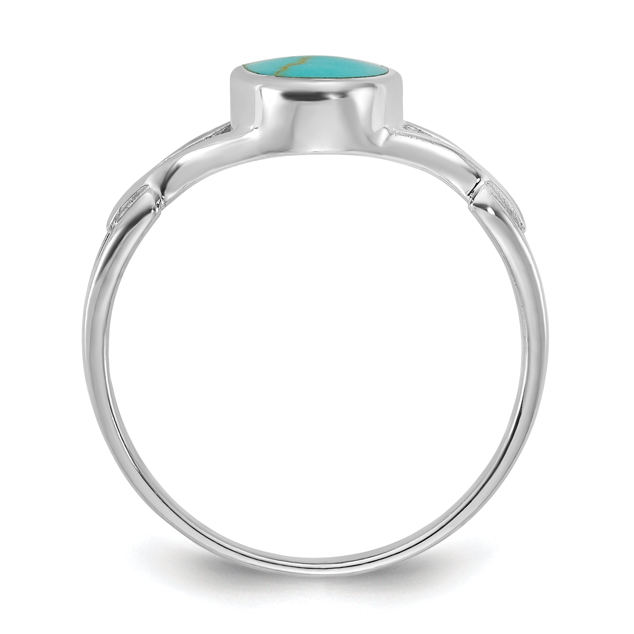 Sterling Silver Rhodium-plated Polished Oval Reconstituted Turquoise Size 6 Ring Secondary image