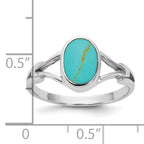Sterling Silver Rhodium-plated Polished Oval Reconstituted Turquoise Size 8 Ring