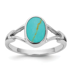 Sterling Silver Rhodium-plated Polished Oval Reconstituted Turquoise Size 8 Ring