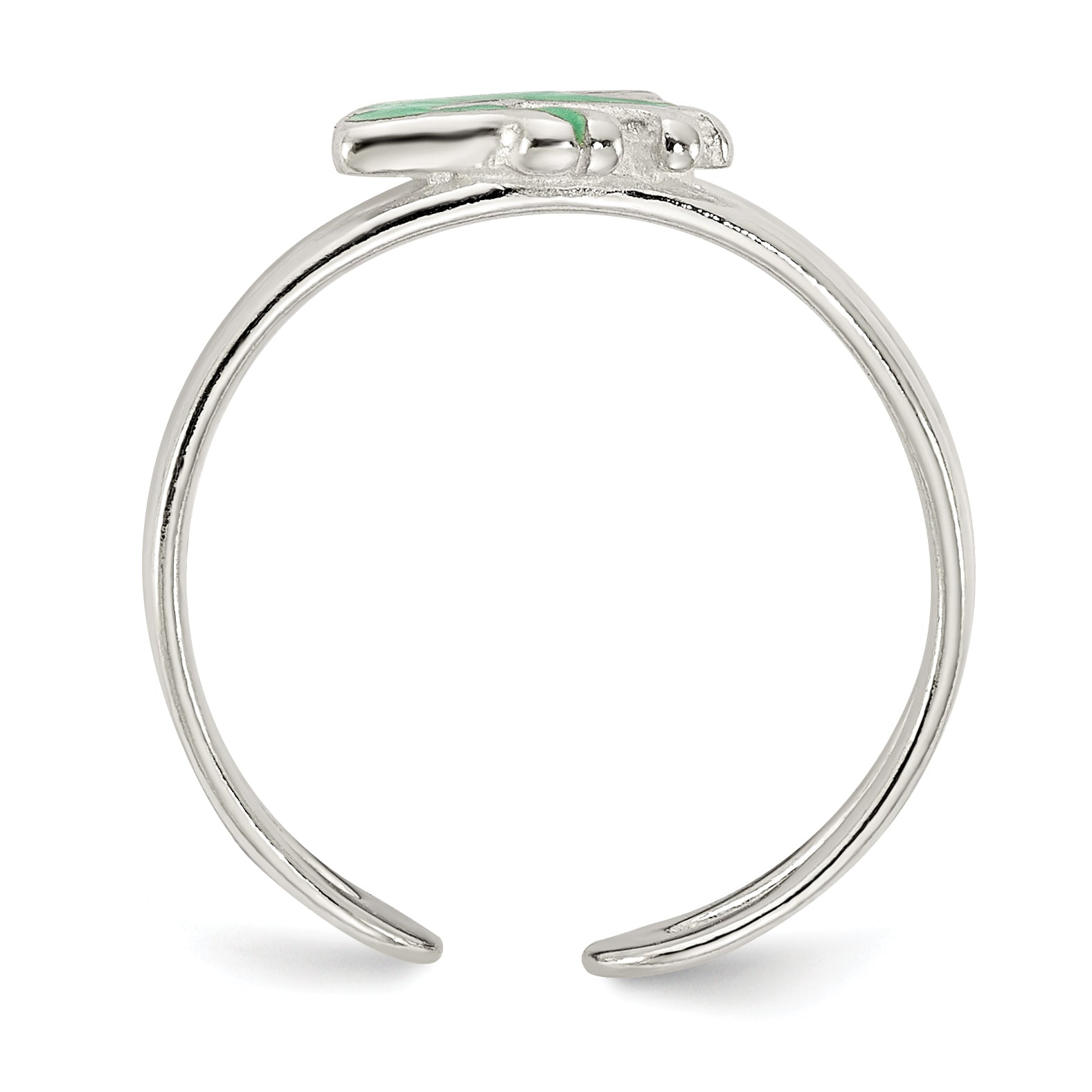 Sterling Silver Green Enameled Frog Toe Ring Secondary image