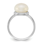Sterling Silver Rhodium-plated 10-11mm Button White Freshwater Cultured Pearl Size 8 Ring