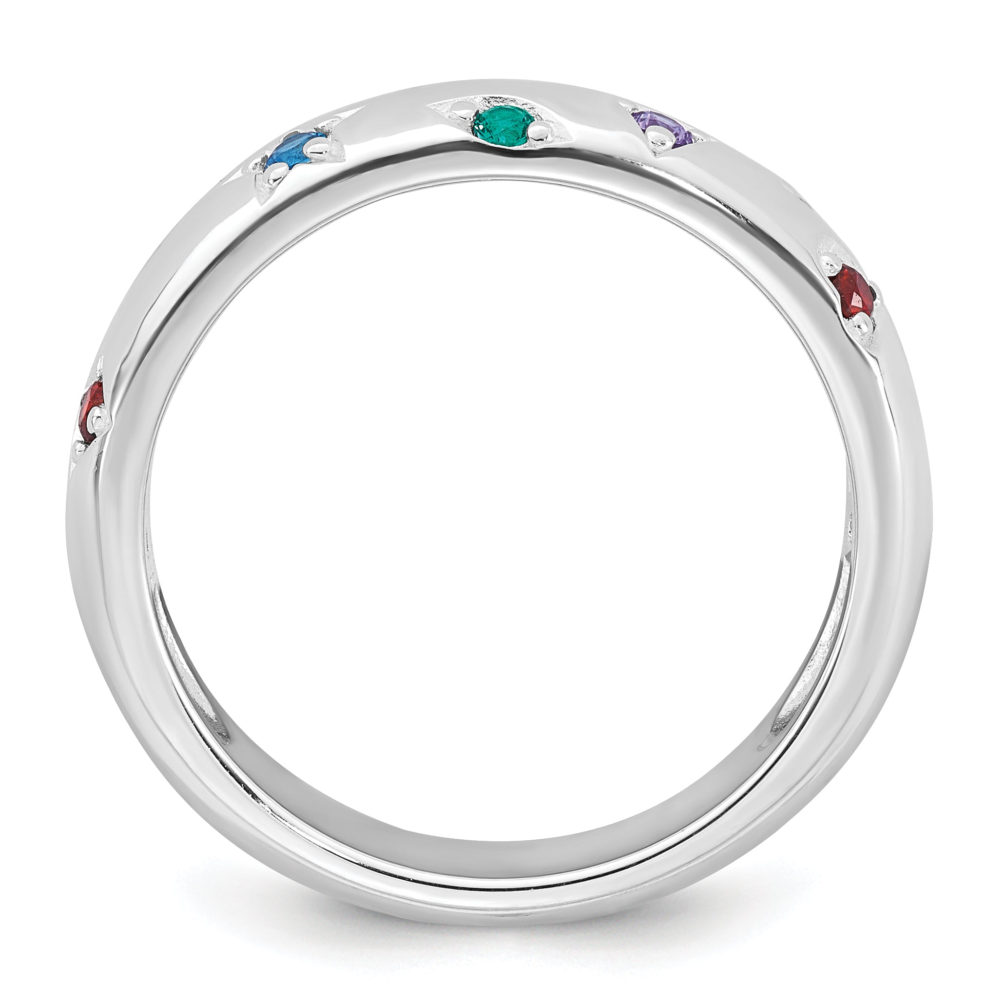 Sterling Silver Rhodium-Plated Polished Multicolor Cubic Zirconi Geometric Shapes 5.00mm Band Size 6 Ring Secondary image
