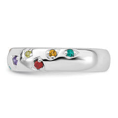 Sterling Silver Rhodium-plated Polished Multicolor CZ Geometric Shapes 5.00mm Band Size 8 Ring