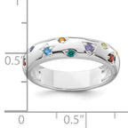 Sterling Silver Rhodium-Plated Polished Multicolor Cubic Zirconi Geometric Shapes 5.00mm Band Size 6 Ring