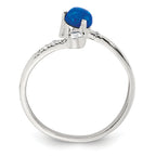 Sterling Silver Polished Opal and CZ Bypass Ring