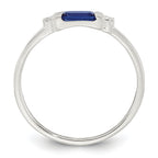 Sterling Silver Polished Blue and White Rectangular Cubic Zirconi Size 6 Ring