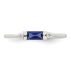 Sterling Silver Polished Blue and White Rectangular Cubic Zirconi Size 6 Ring