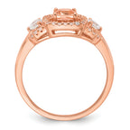 Sterling Silver Rose-tone Polished Fancy Pink Cubic Zirconi Halo Size 6 Ring