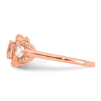 Sterling Silver Rose-tone Polished Fancy Pink Cubic Zirconi Halo Size 6 Ring