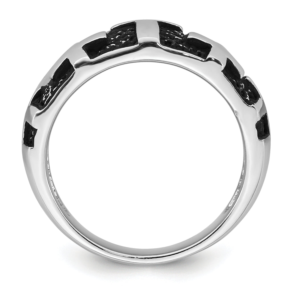 Sterling Silver Rhodium-plated Enameled Polished Multi-Cross Size 11 Men's Ring