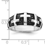 Sterling Silver Rhodium-plated Enameled Polished Multi-Cross Size 11 Men's Ring