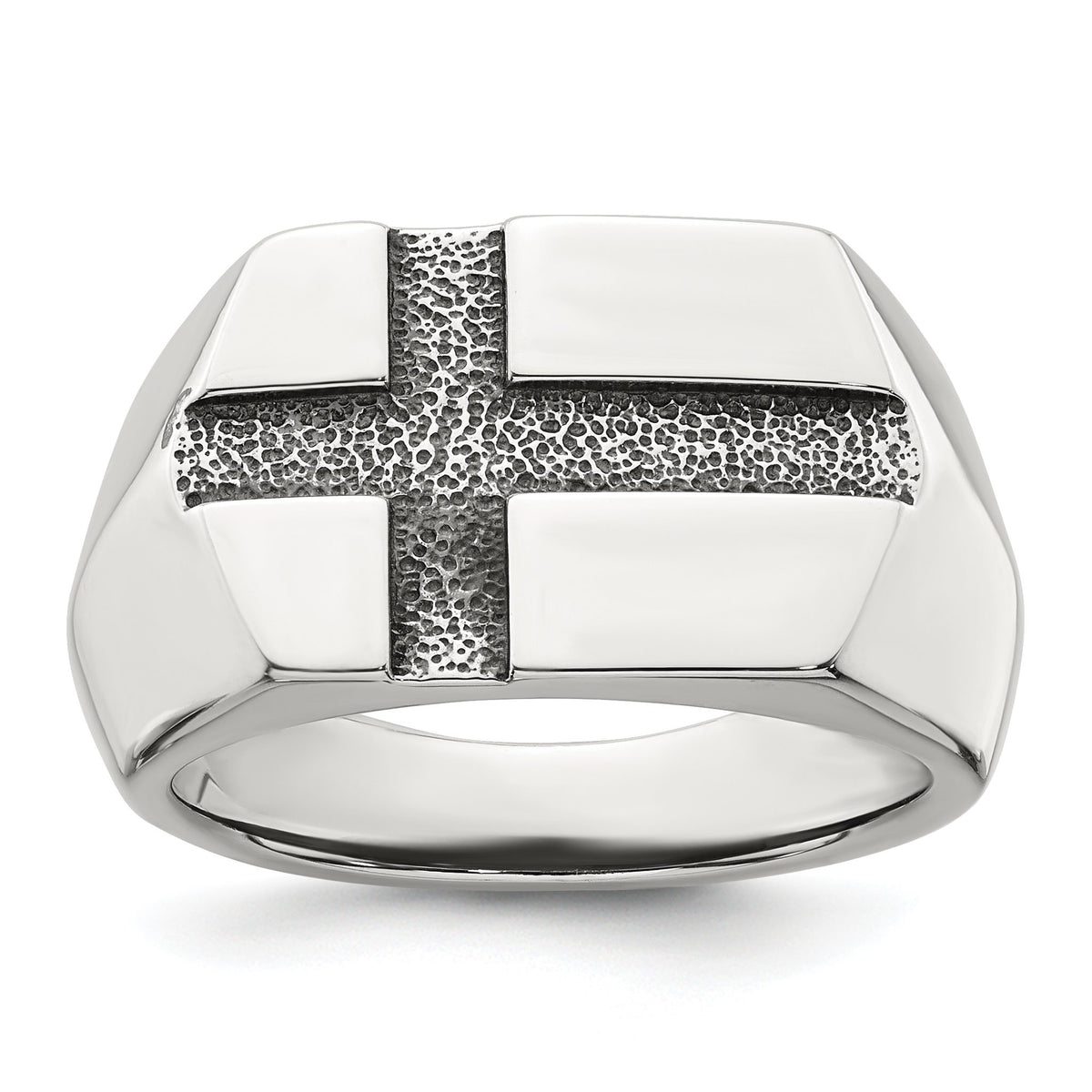 Sterling Silver Antiqued Cross Mens Ring - Sophia Jewelers Main image