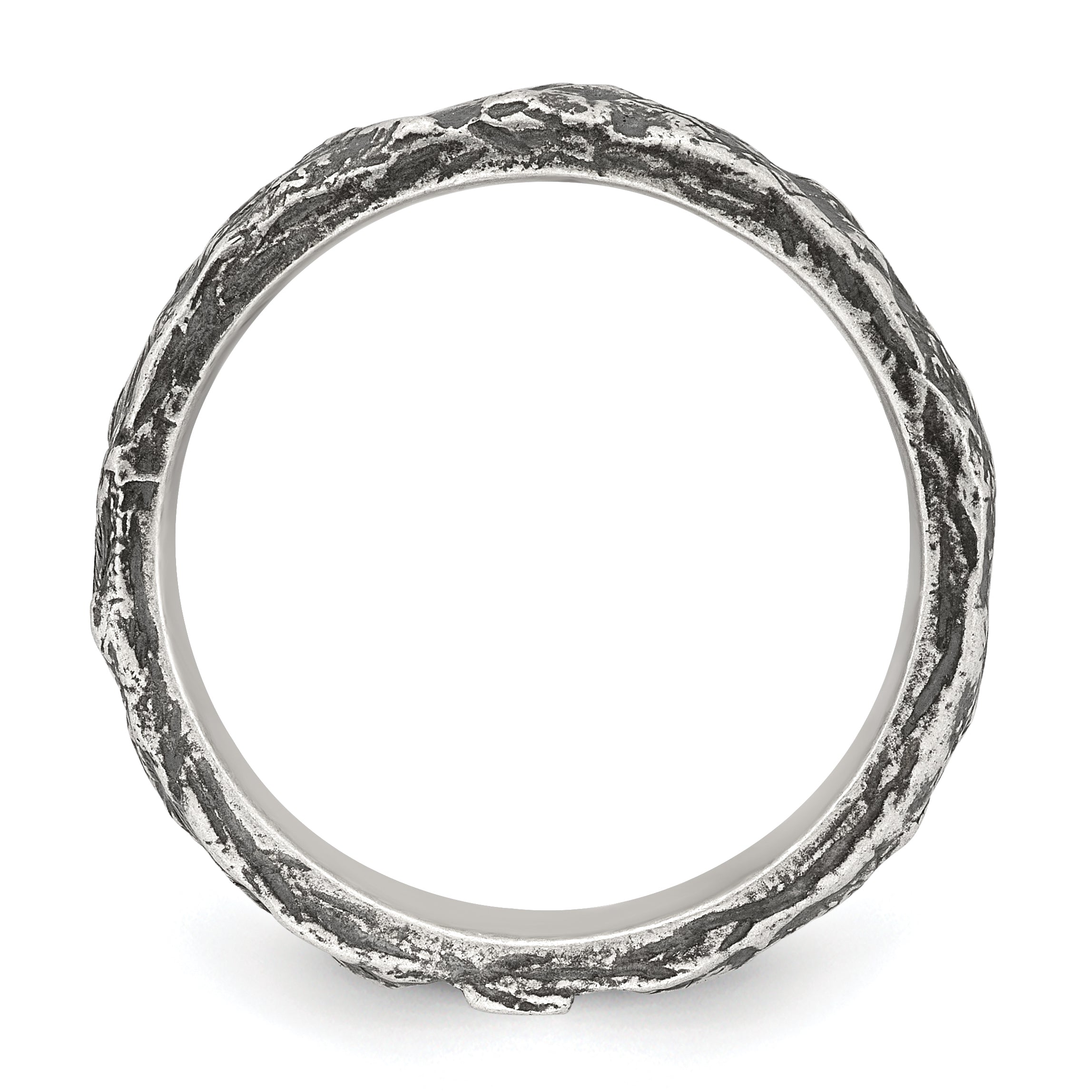Sterling Silver Antiqued and Textured Nugget Mens Size 9 Band Ring Secondary image