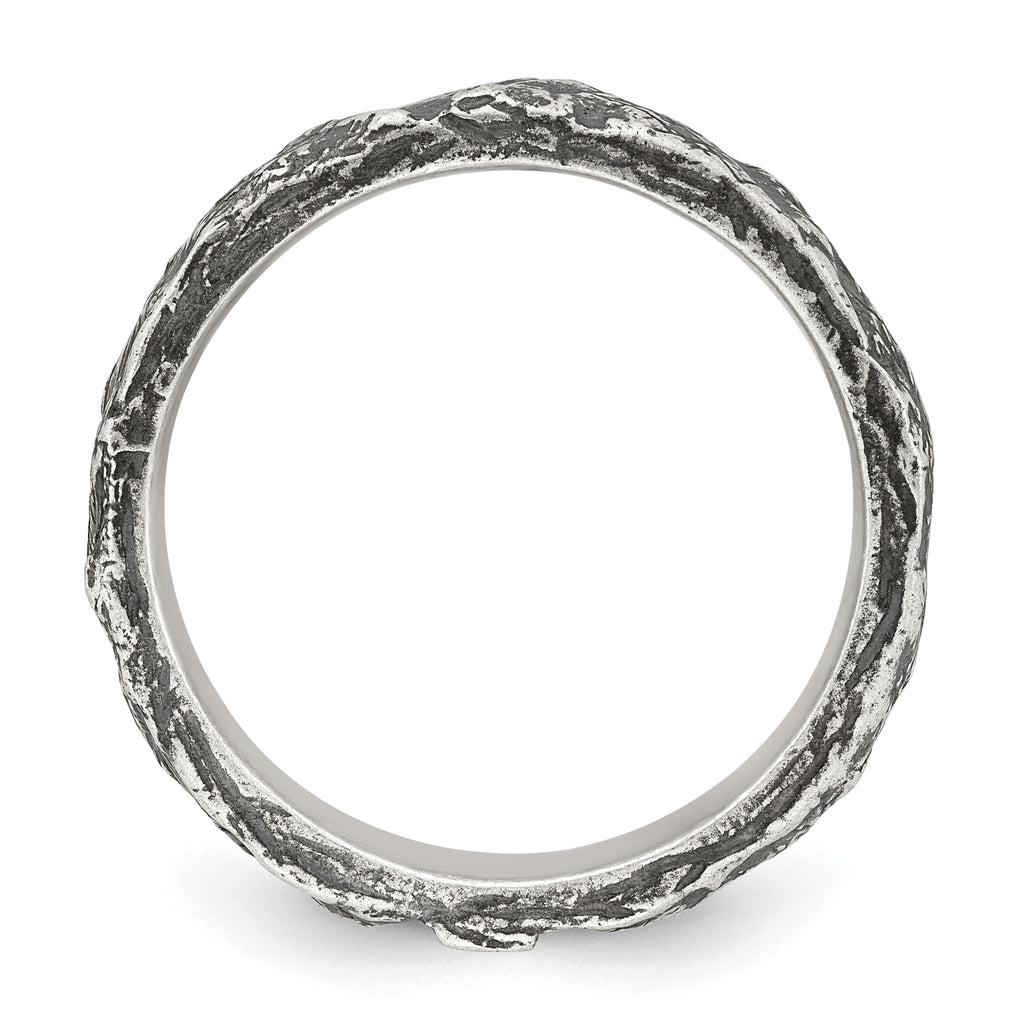 Sterling Silver Antiqued and Textured Nugget Mens Size 11 Band Ring