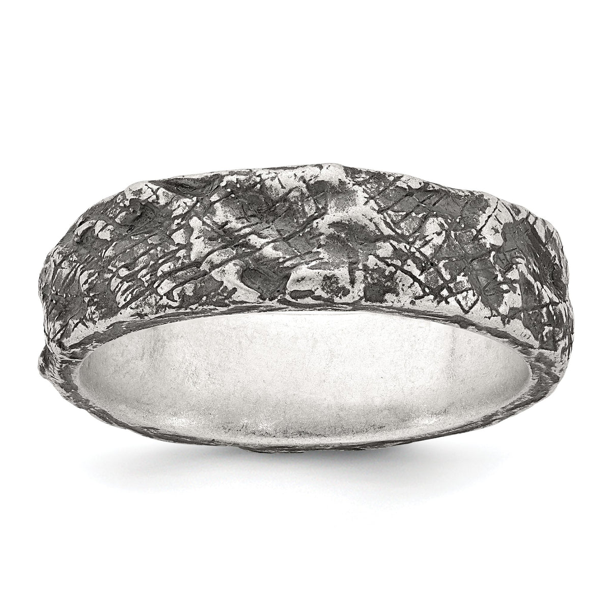 Sterling Silver Antiqued and Textured Nugget Mens Band Ring, Size 9–11 - Sophia Jewelers Main image