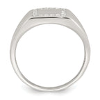 Sterling Silver Polished White Cubic Zirconi Square Border Size 9 Mens Signet Ring