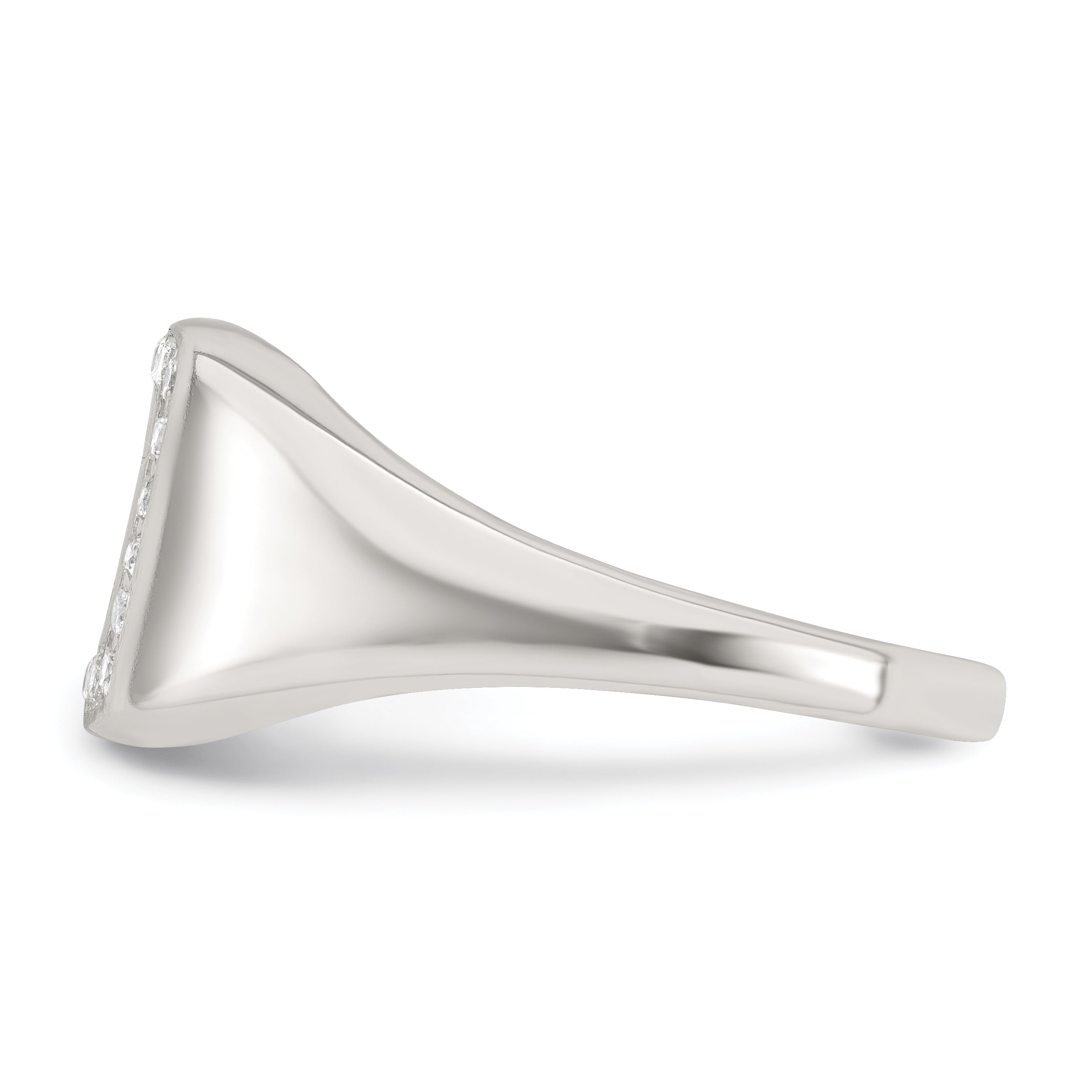 Sterling Silver Polished White Cubic Zirconi Square Border Size 9 Mens Signet Ring