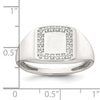 Sterling Silver Polished White Cubic Zirconi Square Border Size 9 Mens Signet Ring