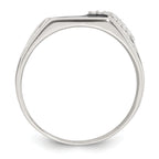 Sterling Silver Polished Black Enameled and White Cubic Zirconi Size 11 Mens Signet Ring