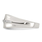 Sterling Silver Polished Black Enameled and White Cubic Zirconi Size 11 Mens Signet Ring