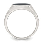 Sterling Silver Polished and Textured Black Enameled Size 11 Mens Signet Ring
