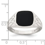Sterling Silver Polished and Textured Black Enameled Size 11 Mens Signet Ring