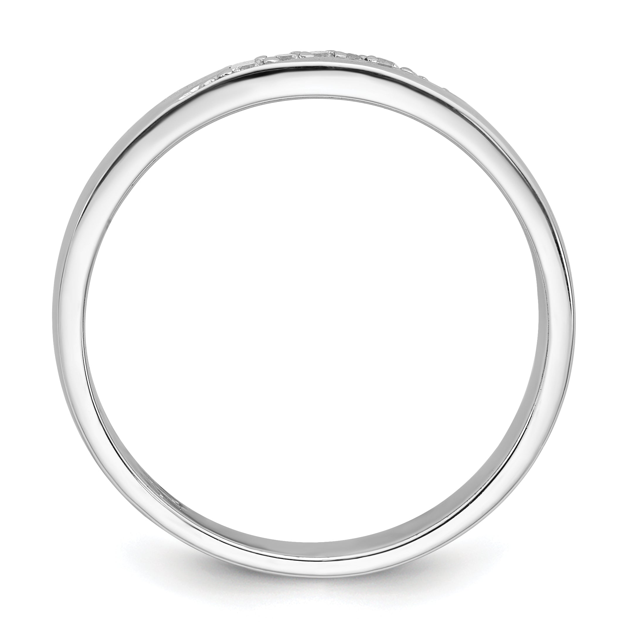 Sterling Silver Rhodium-plated Polished White CZ Mens Size 11 Band Ring