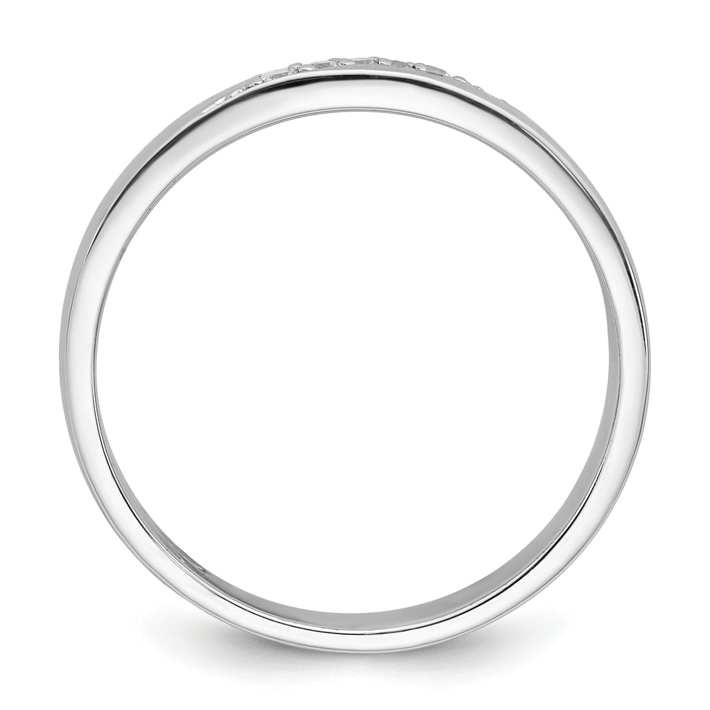 Sterling Silver Rhodium-plated Polished White CZ Mens Size 11 Band Ring