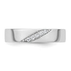 Sterling Silver Rhodium-plated Polished White CZ Mens Size 11 Band Ring