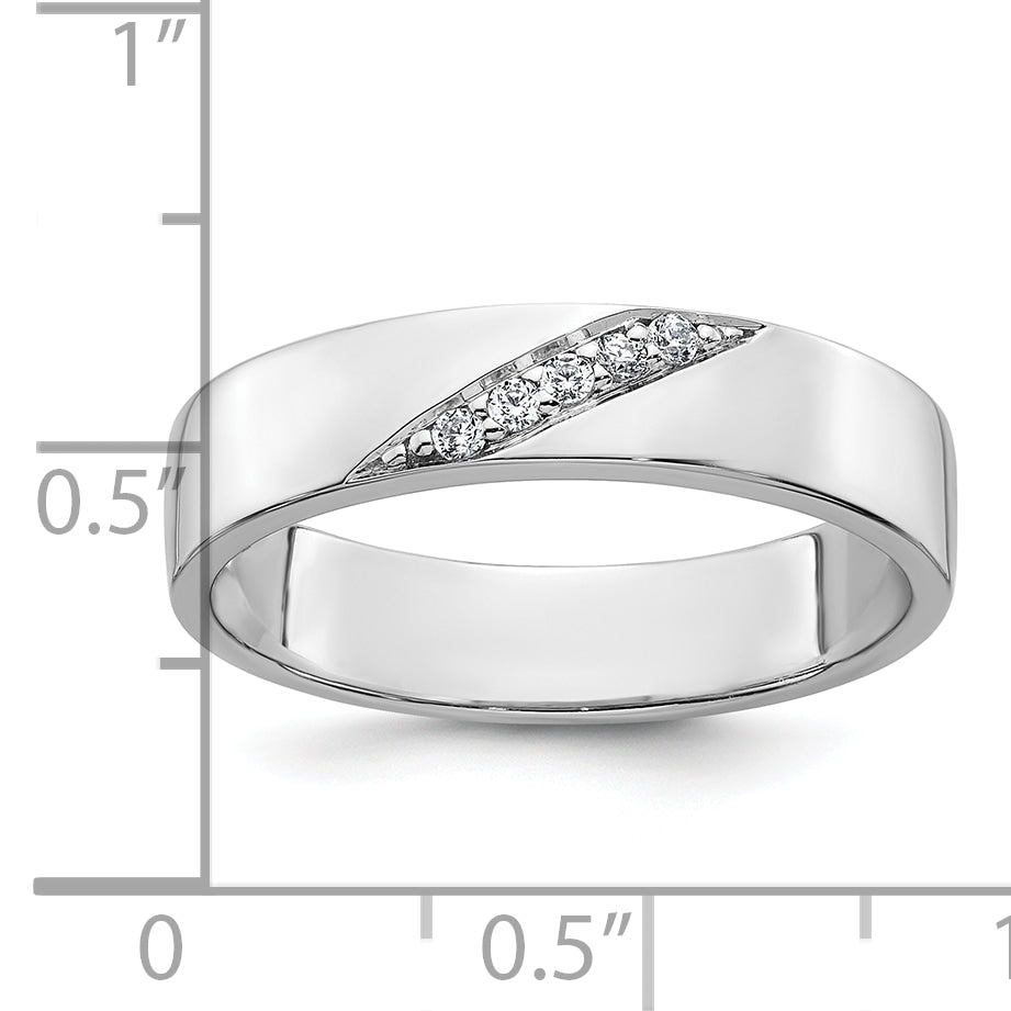 Sterling Silver Rhodium-plated Polished White CZ Mens Size 11 Band Ring