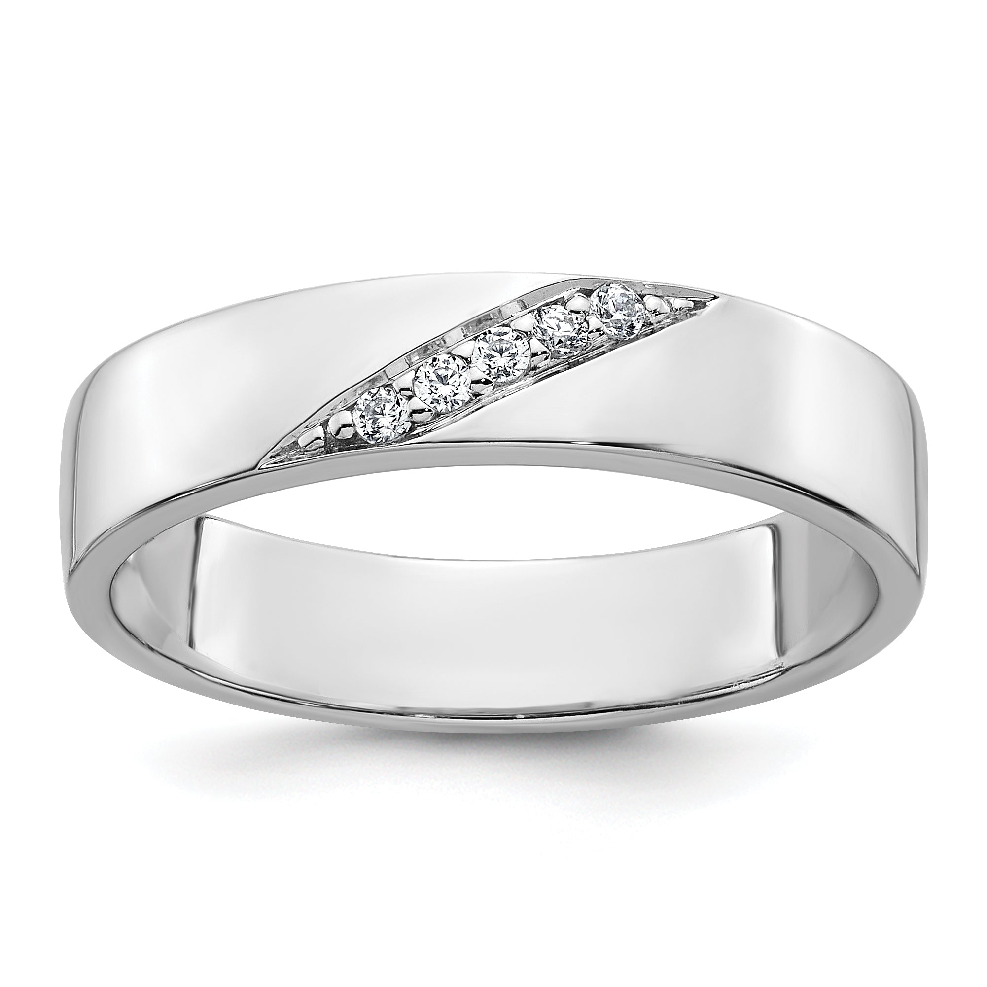 Sterling Silver Rhodium-plated Polished White CZ Mens Size 11 Band Ring Main image