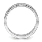 Sterling Silver Rhodium-plated Polished and Textured 5.00mm Band Size 11 Mens Ring