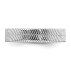 Sterling Silver Rhodium-plated Polished and Textured 5.00mm Band Size 11 Mens Ring