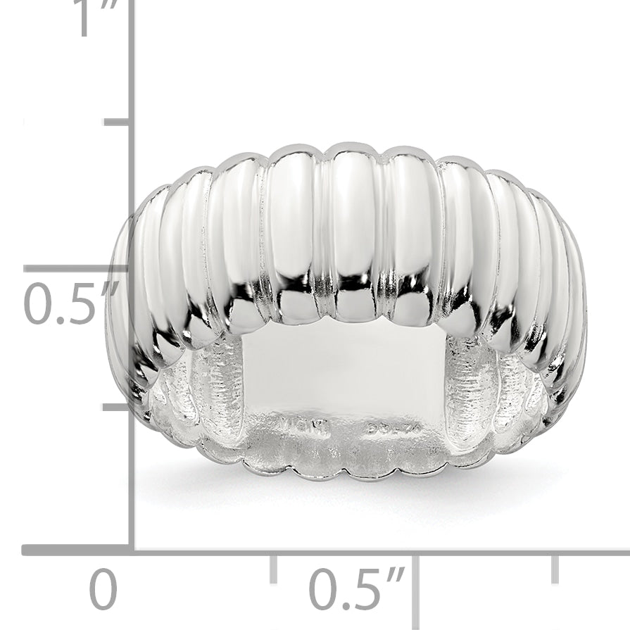 Sterling Silver Polished 8.5mm Ridge Pattern Ring