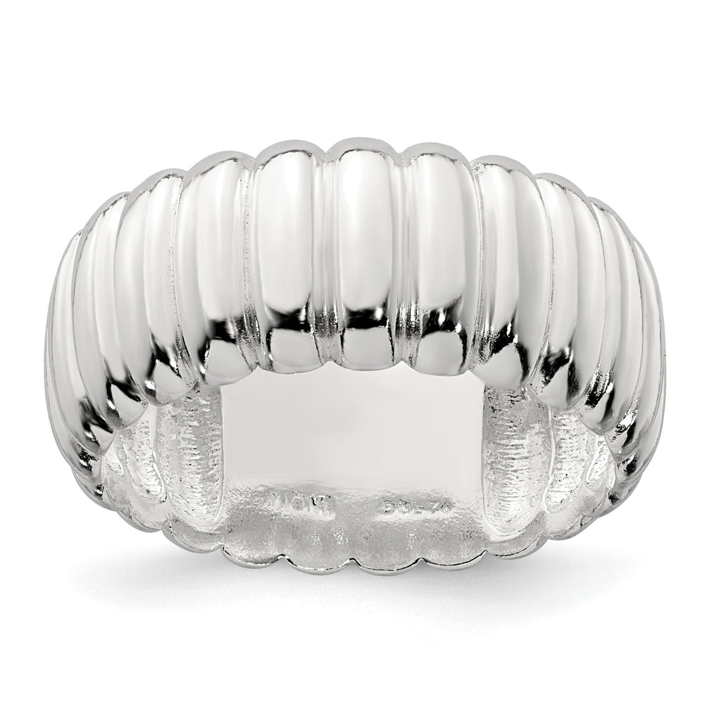 Sterling Silver Polished 8.5mm Ridge Pattern Ring