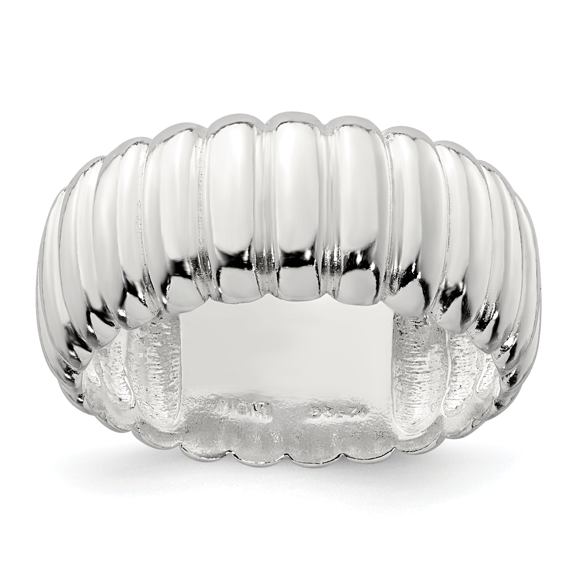 Sterling Silver Polished 8.5mm Ridge Pattern Ring