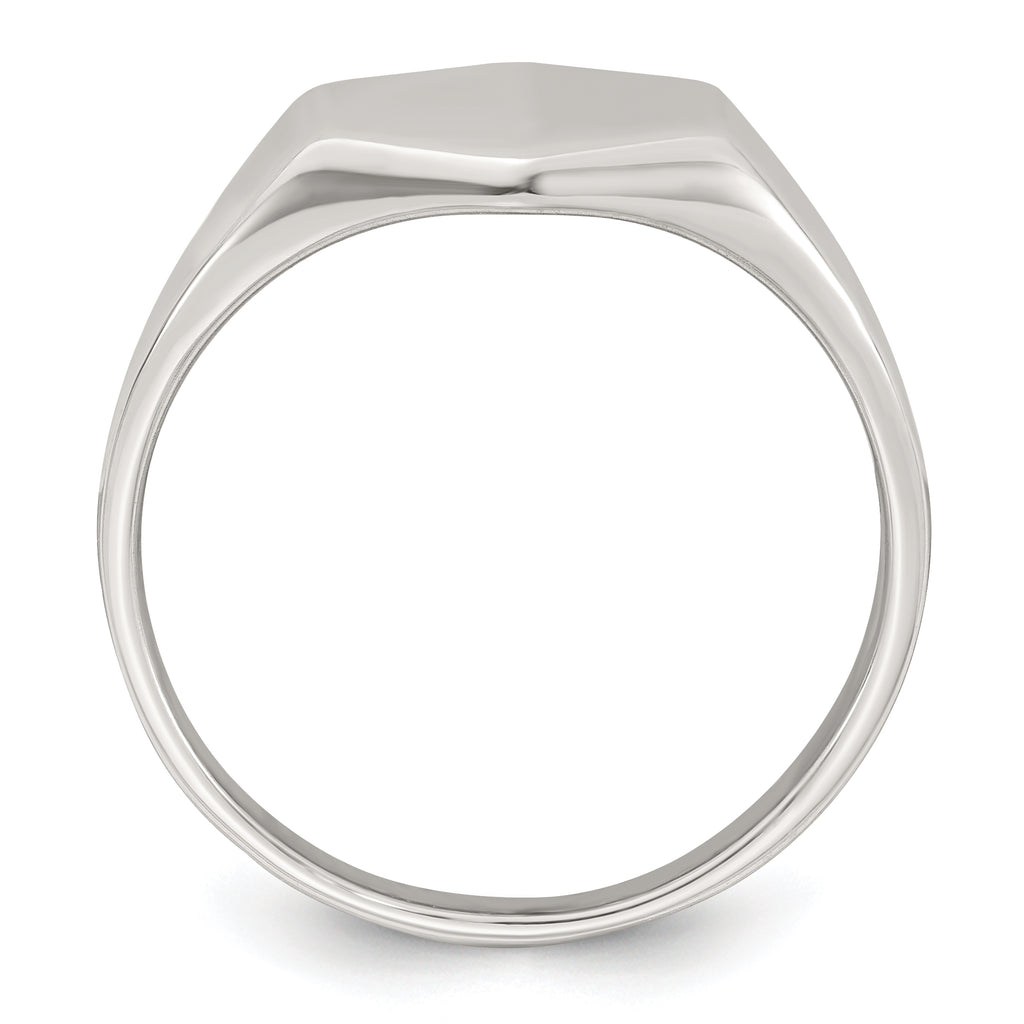 Sterling Silver Polished 12.2mm x 11.4mm Hexagon Closed Back Size 11 Mens Signet Ring