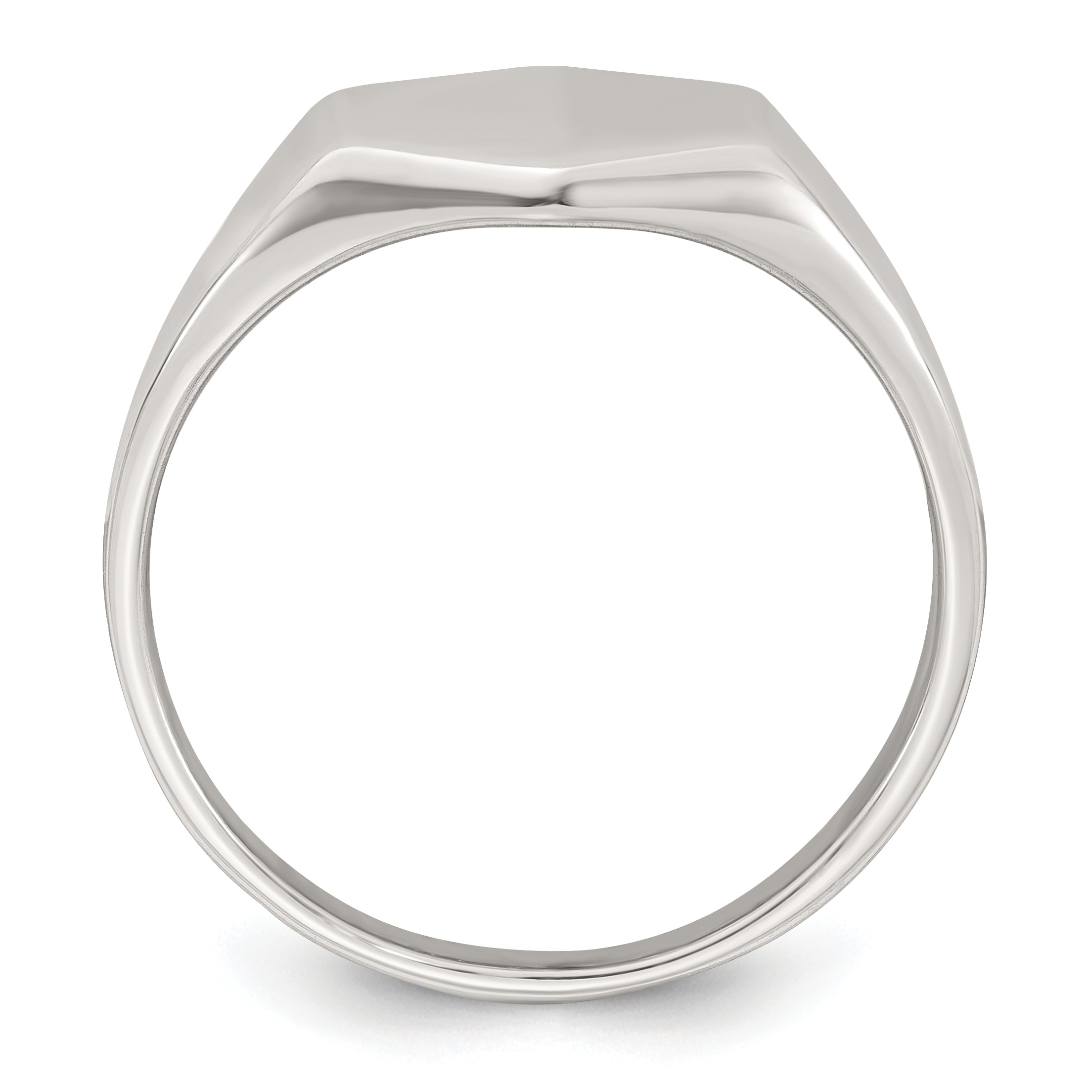 Sterling Silver Polished 12.2mm x 11.4mm Hexagon Closed Back Size 11 Mens Signet Ring