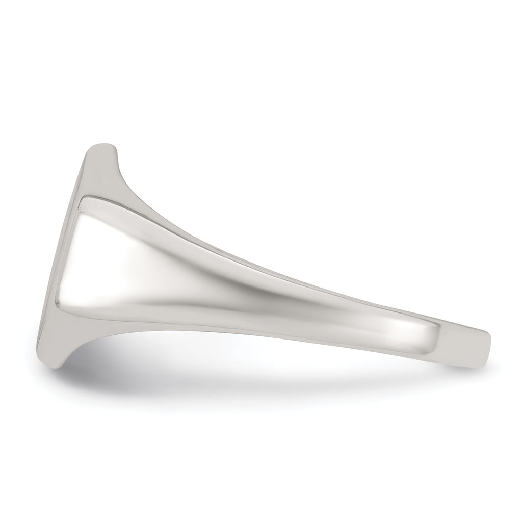 Sterling Silver Polished 12.2mm x 11.4mm Hexagon Closed Back Size 11 Mens Signet Ring