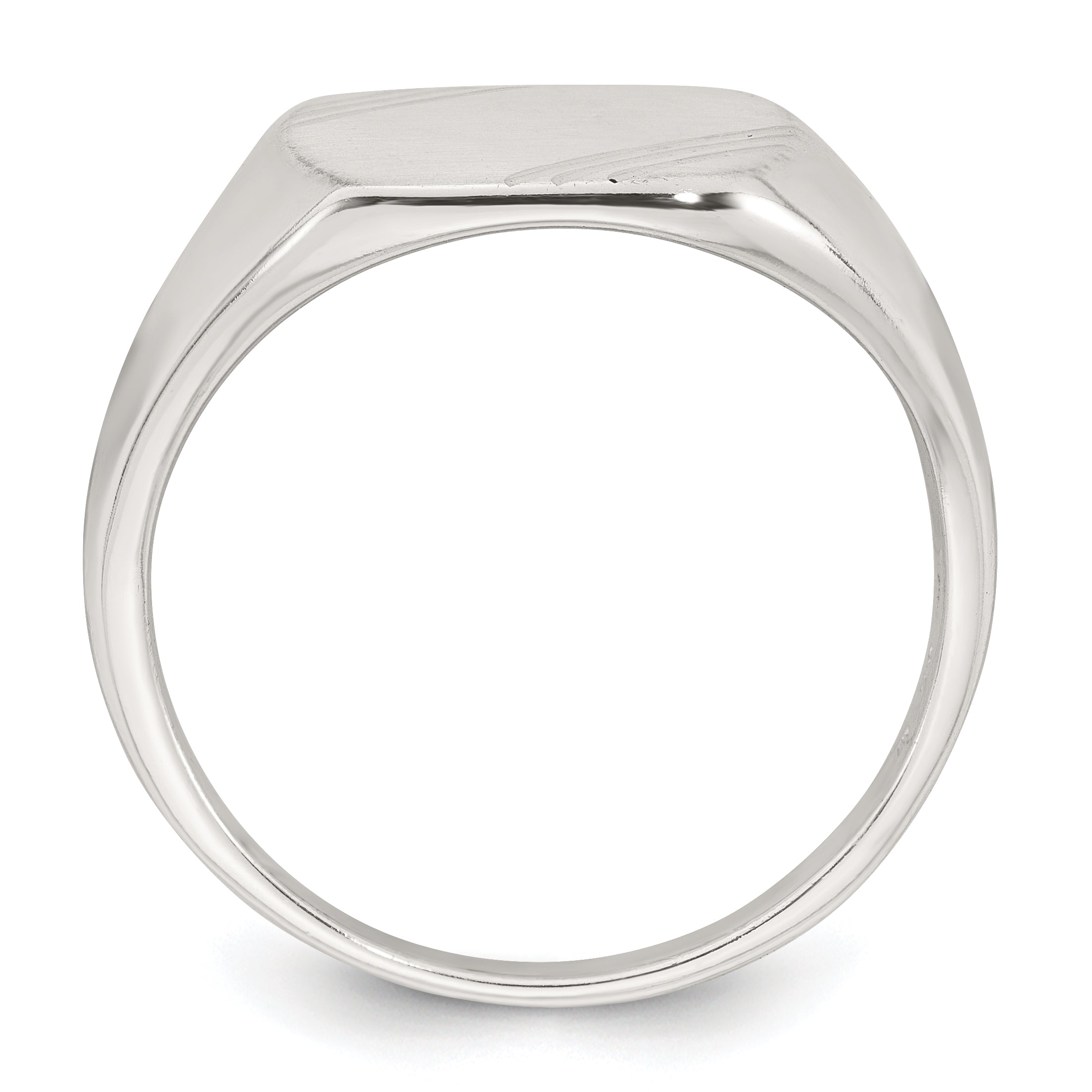 Sterling Silver Polished Brushed and Grooved 15.3mm x 13.2mm Rectangle Closed Back Size 9 Mens Signet Ring Secondary image